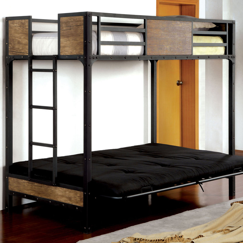 Lanza Twin Solid Wood Futon Bunk Bed